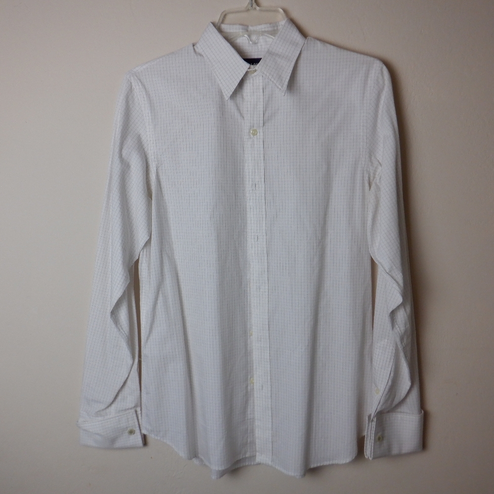 Ralph Lauren white top with small square pattern, size 8